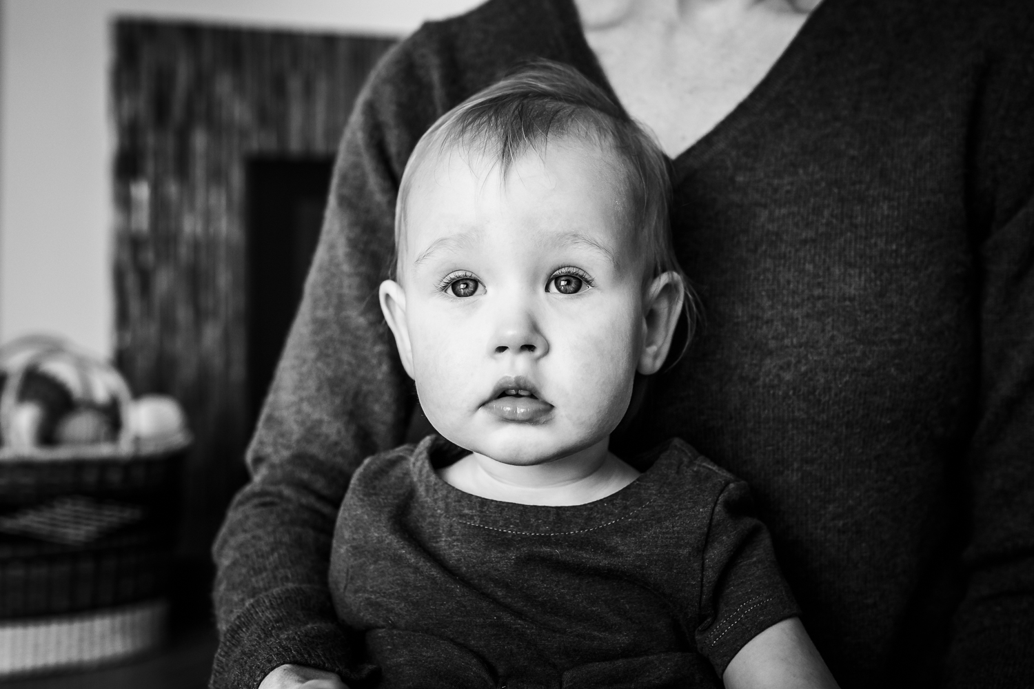 portrait of a baby girl sitting in her mom's lap | Bay Area Baby Photography